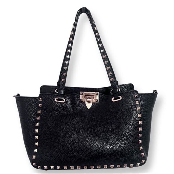 Valentino Garavani Small Grainy Calfskin Rockstud Tote♥️LIKE NEW♥️ - Picture 1 of 12